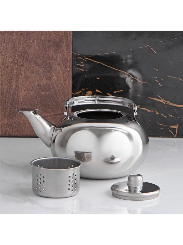 Чайник из нержавеющей стали «Арес», 1,2 л, металлическое сито