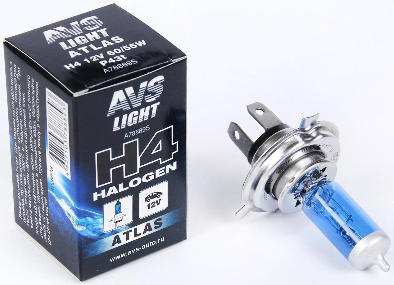 Галогенная лампа AVS ATLAS BOX, H4, 12 В, 60/55 Вт, 5000К, 1 шт