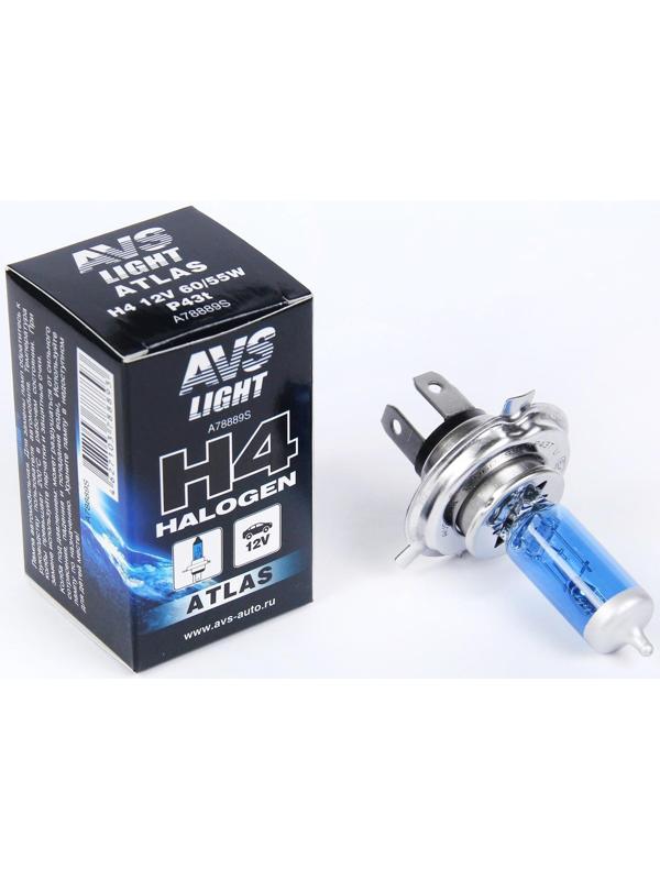 Галогенная лампа AVS ATLAS BOX, H4, 12 В, 60/55 Вт, 5000К, 1 шт