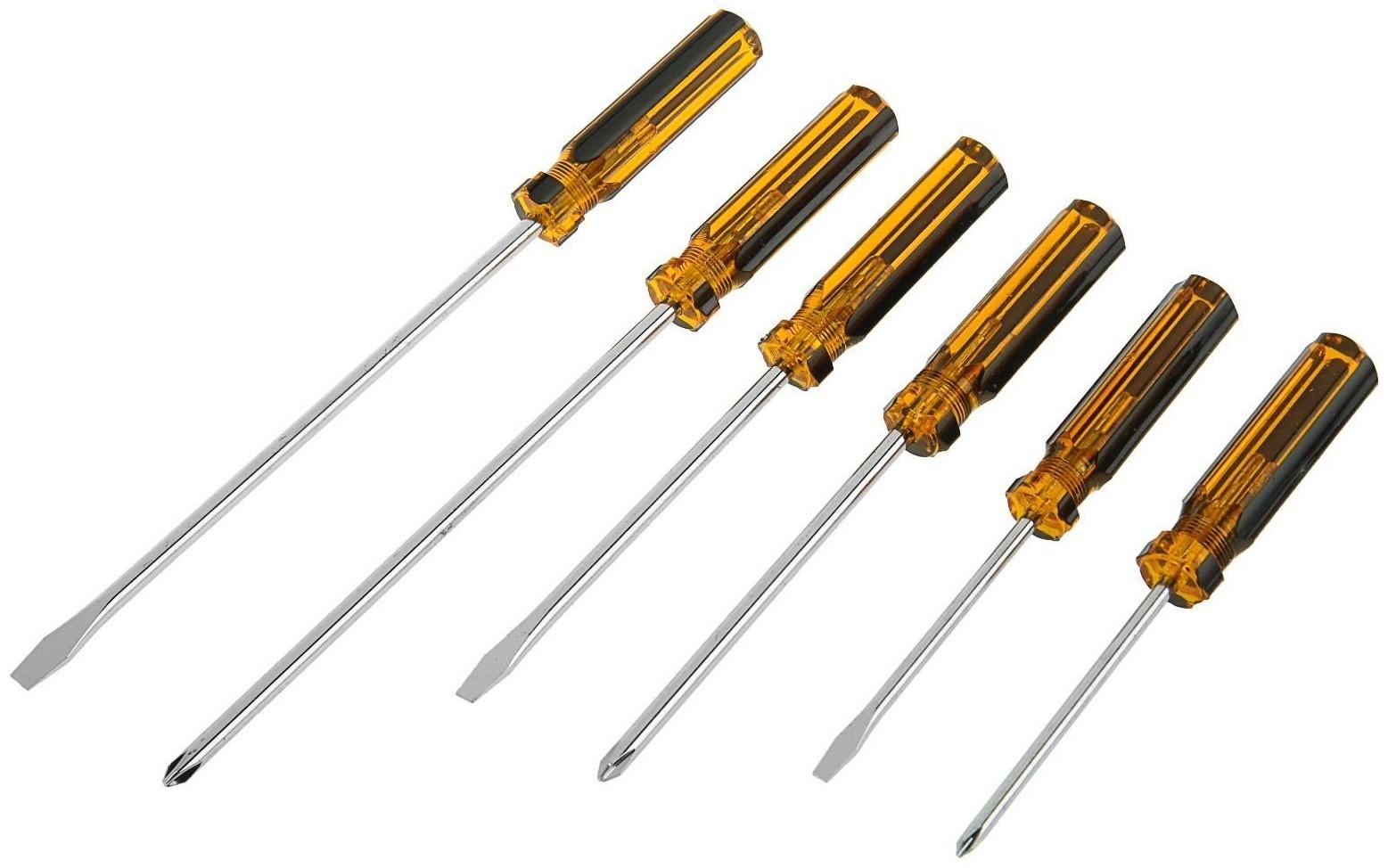 Отвёртки Top Tools, набор 6 шт, пластиковая рукоятка, 3 × SL, 3 × PH