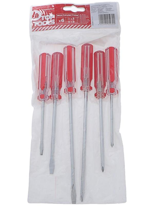 Отвёртки Top Tools, набор 6 шт, пластиковая рукоятка, 3 × SL, 3 × PH