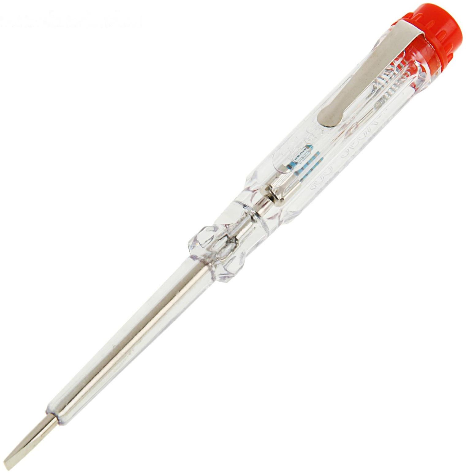 Отвёртка индикатор напряжения TOPEX, 140 мм, 220-250 В, профилированная рукоятка, прозрачная