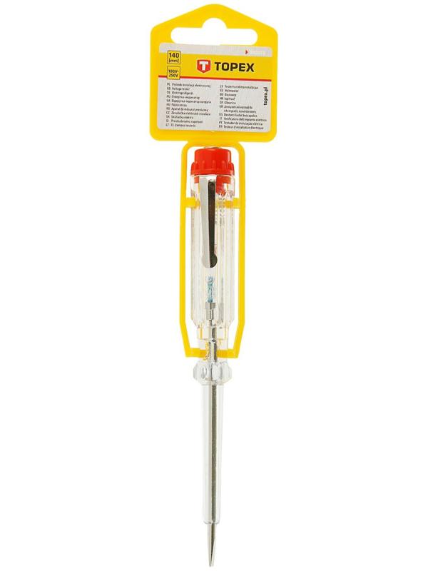 Отвёртка индикатор напряжения TOPEX, 140 мм, 220-250 В, профилированная рукоятка, прозрачная