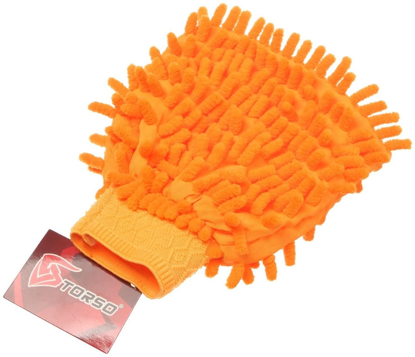 Варежка для уборки авто TORSO, двухсторонняя, 17×13.5 см, микс