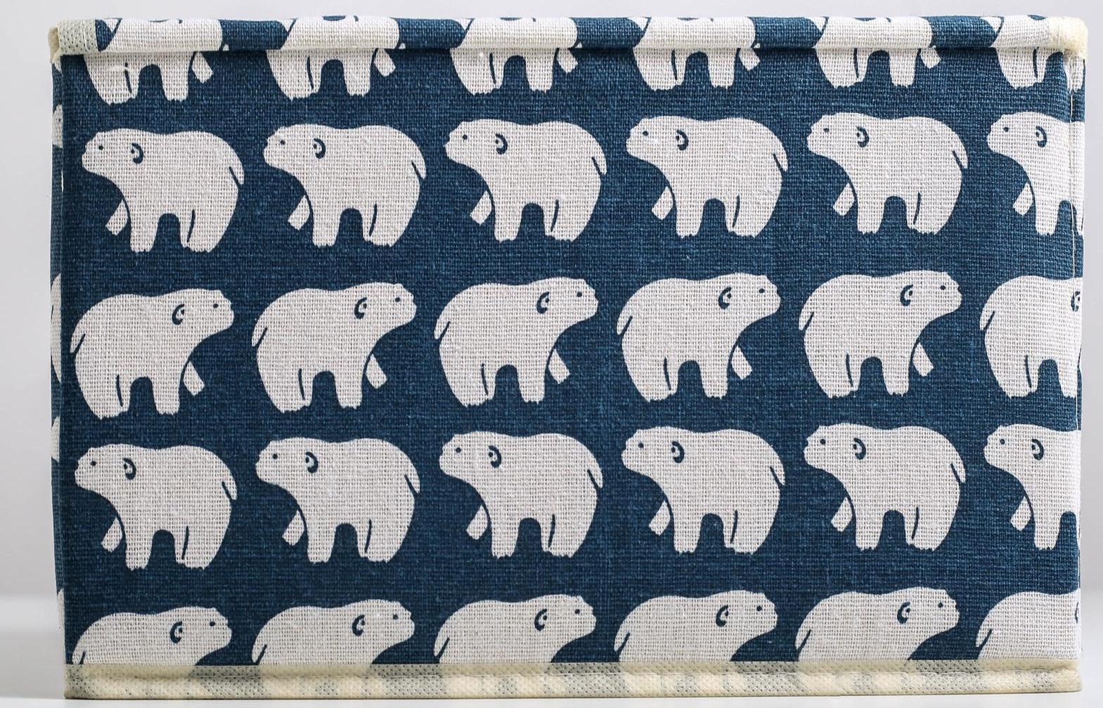 Короб стеллажный для хранения с крышкой «Северные мишки», 25×20×17 см, цвет синий