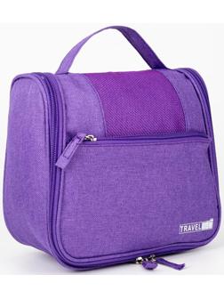 Косметичка-несессер на молнии, с крючком, наружный карман, цвет фиолетовый
