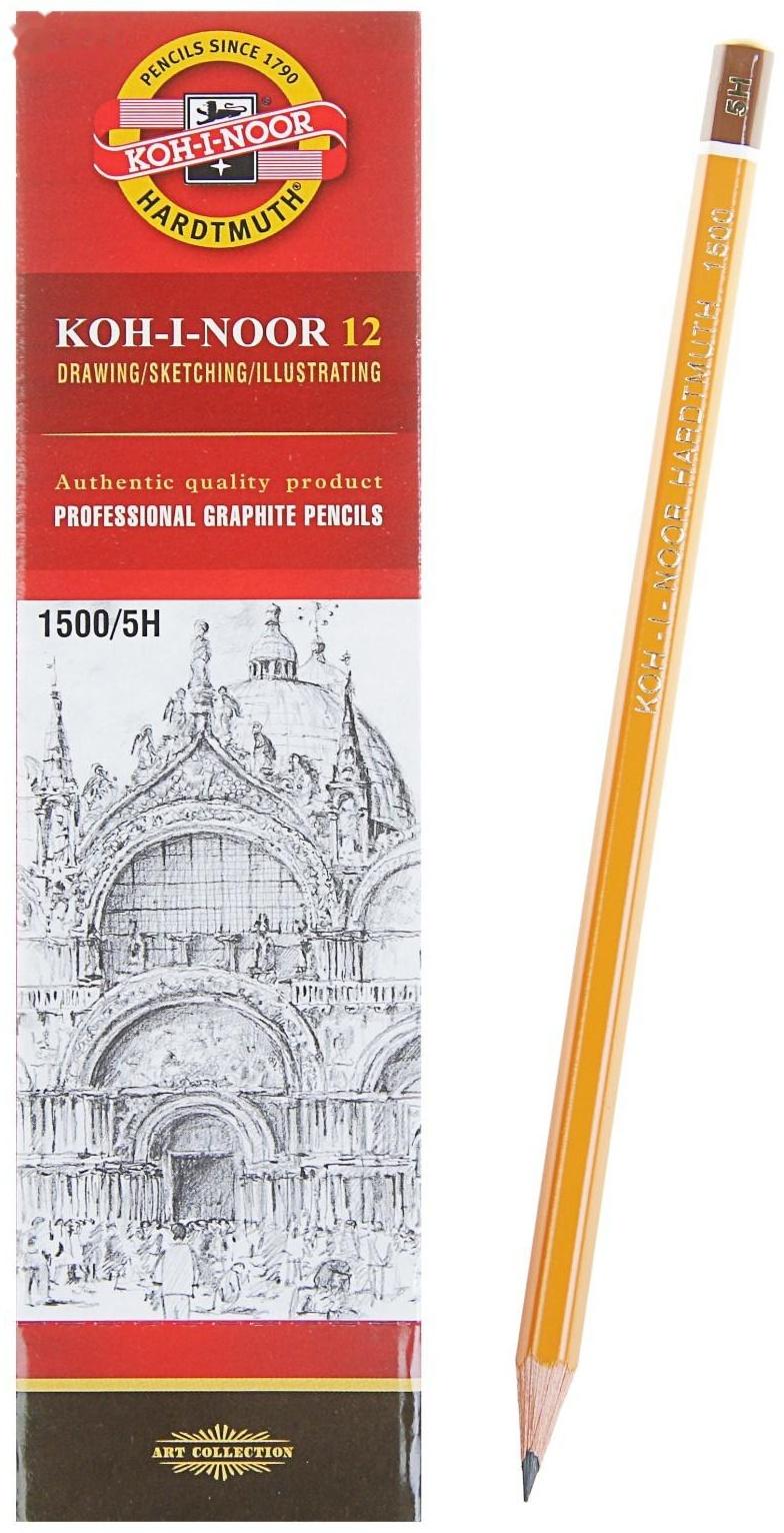 Карандаш чернографитный Koh-I-Noor 1500 5H, профессиональный, лакированный корпус