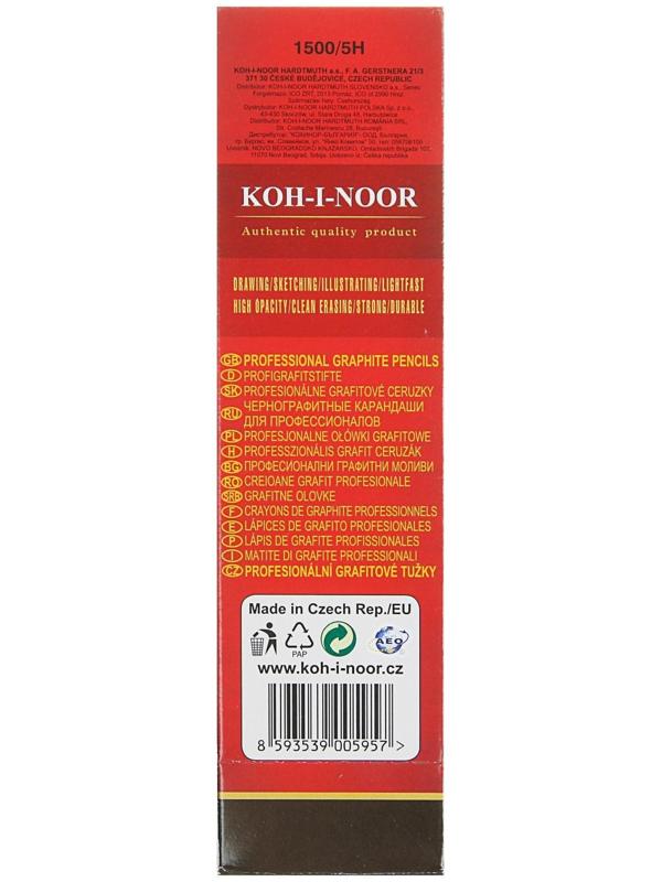 Карандаш чернографитный Koh-I-Noor 1500 5H, профессиональный, лакированный корпус