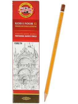 Карандаш чернографитный Koh-I-Noor 1500 7H, профессиональный, лакированный корпус