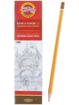 Карандаш чернографитный Koh-I-Noor 1500 F, профессиональный, лакированный корпус