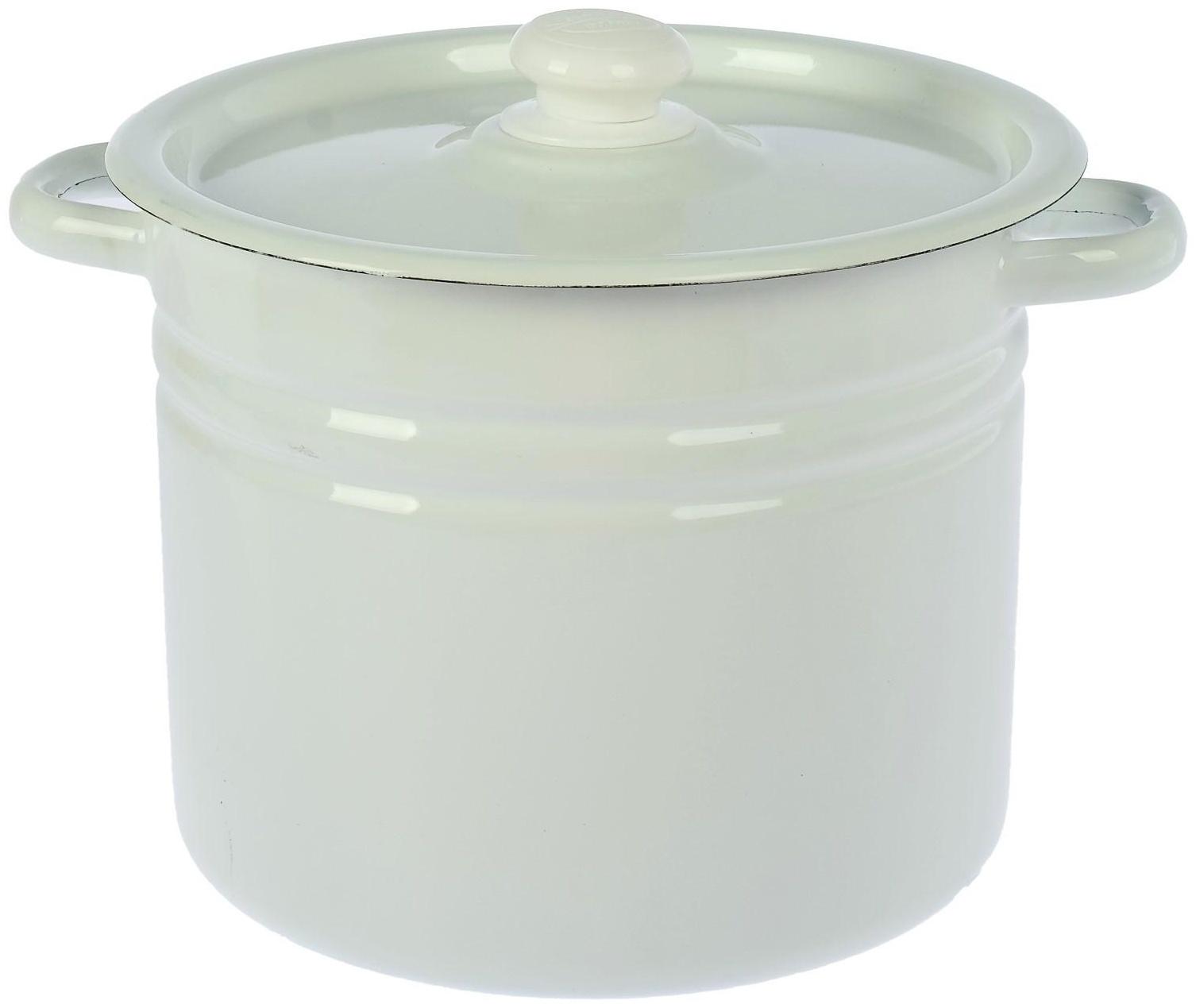 Кастрюля без деколи, 9 л, индукция, ручка МИКС, цвет белый