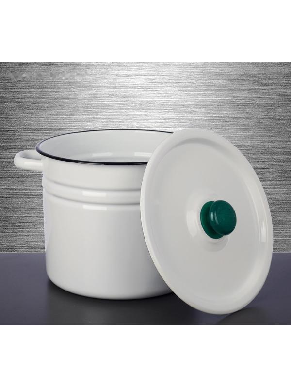 Кастрюля без деколи, 9 л, индукция, ручка МИКС, цвет белый