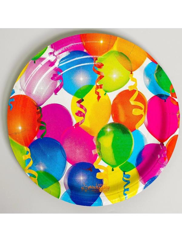 Набор бумажной посуды «С днём рождения», 6 тарелок, 6 стаканов, 6 колпаков, 1 гирлянда