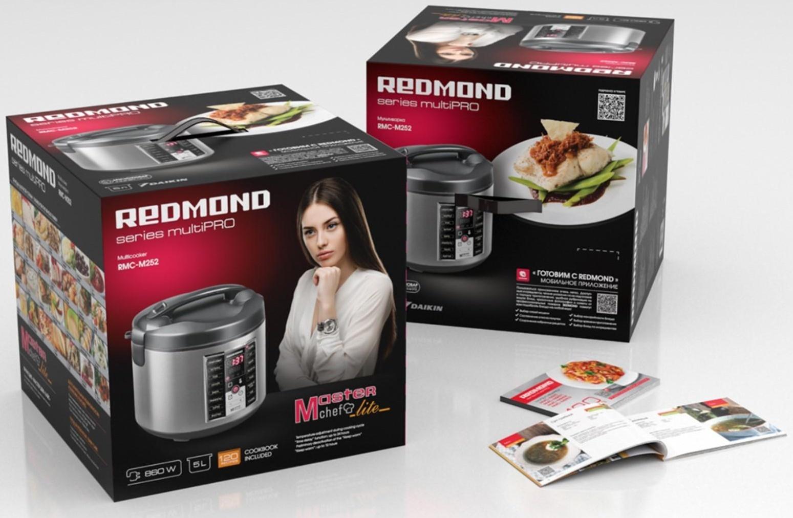 Мультиварка Redmond RMC-M252, 5 л, 860 Вт, серебристый