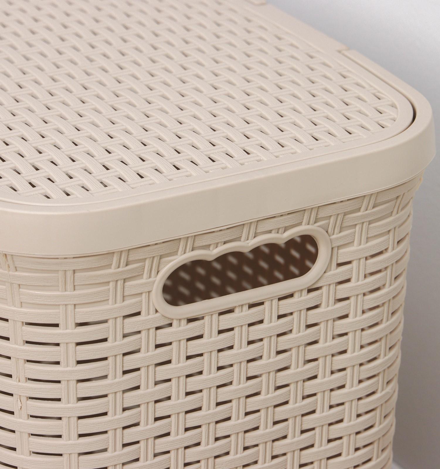 Корзина бельевая с крышкой «Ротанг», 40 л, 37×29,5×48 см, цвет латте