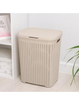 Корзина бельевая с крышкой «Ротанг», 40 л, 37×29,5×48 см, цвет латте
