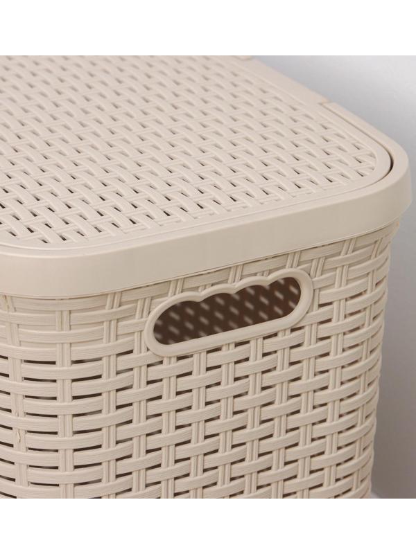 Корзина бельевая с крышкой «Ротанг», 40 л, 37×29,5×48 см, цвет латте
