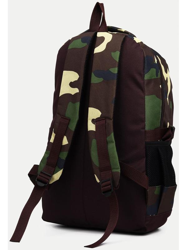 Рюкзак туристический, 2 отдела на молниях, 5 наружных карманов, цвет камуфляж/хаки