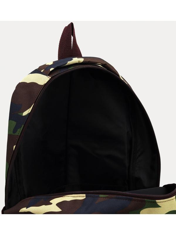 Рюкзак туристический, 2 отдела на молниях, 5 наружных карманов, цвет камуфляж/хаки