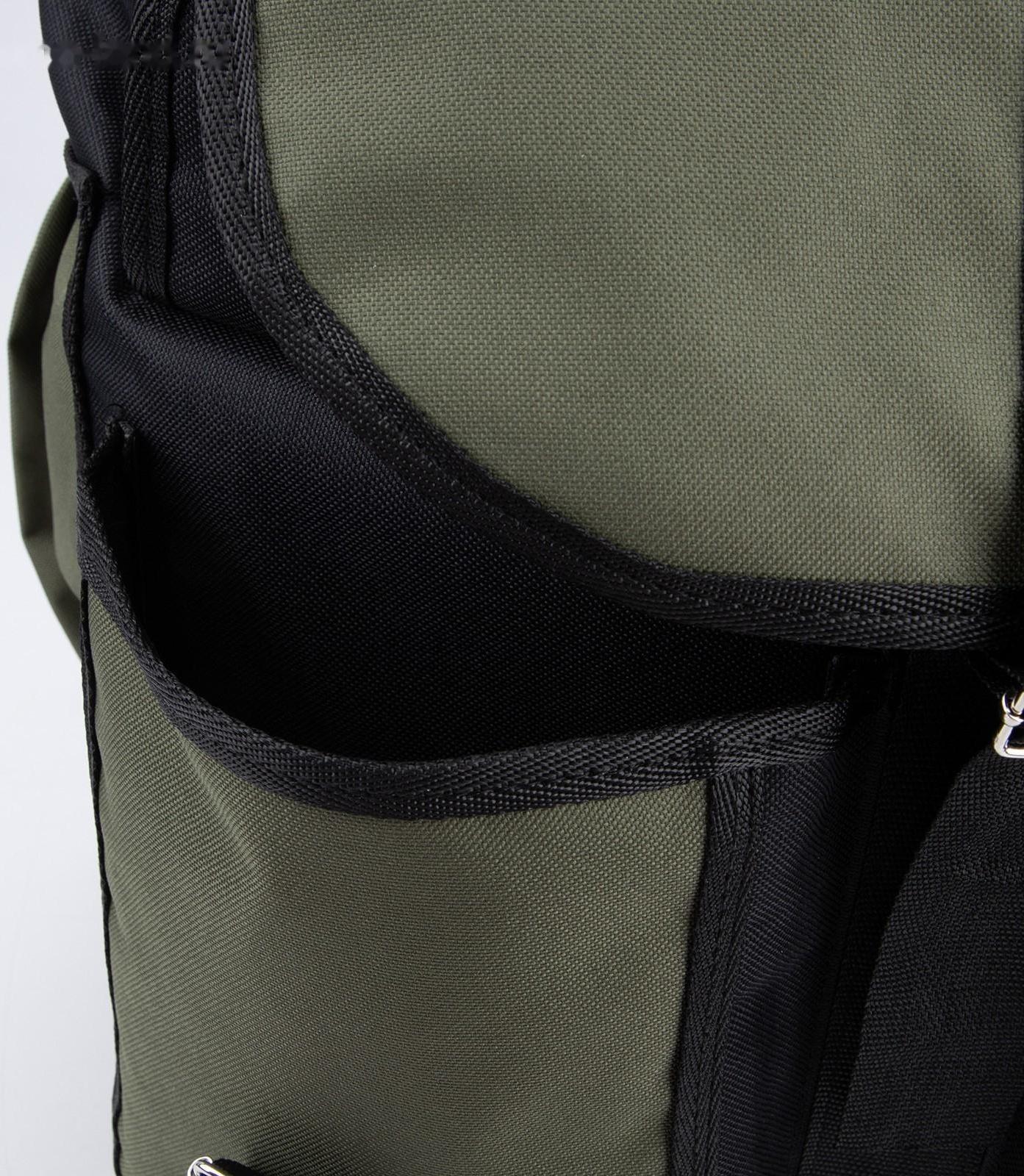 Рюкзак туристический на шнурке, 55 л, 3 наружных кармана, цвет чёрный/хаки