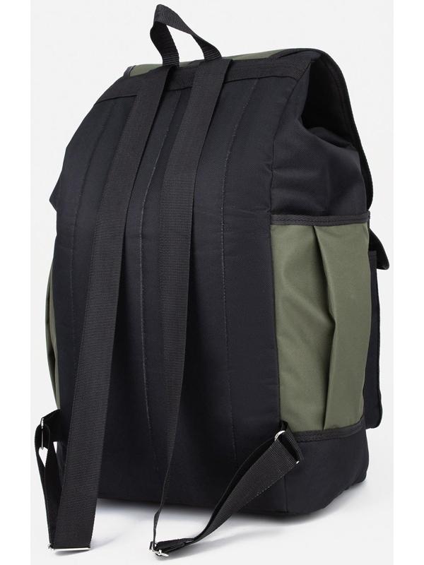 Рюкзак туристический на шнурке, 55 л, 3 наружных кармана, цвет чёрный/хаки