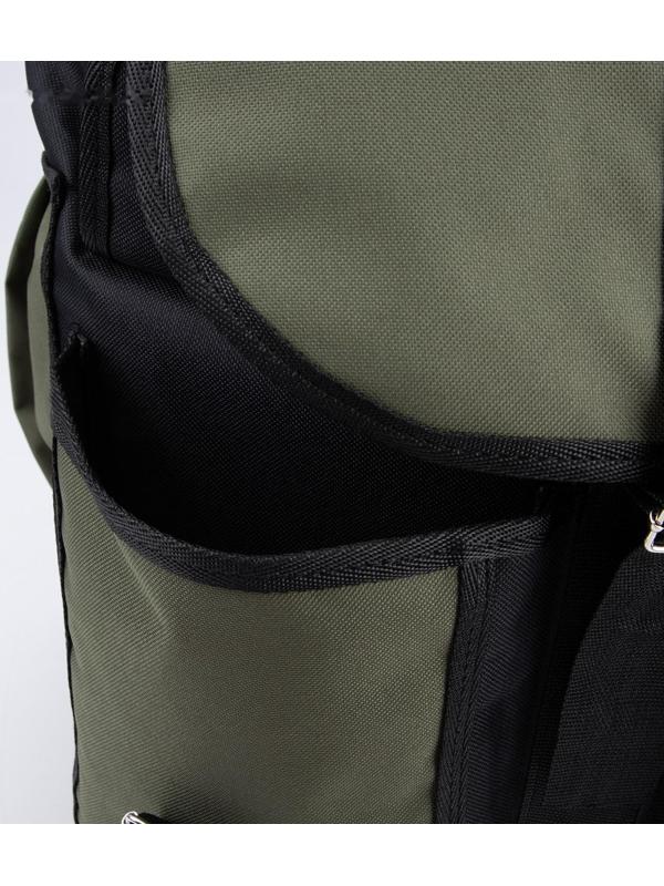 Рюкзак туристический на шнурке, 55 л, 3 наружных кармана, цвет чёрный/хаки