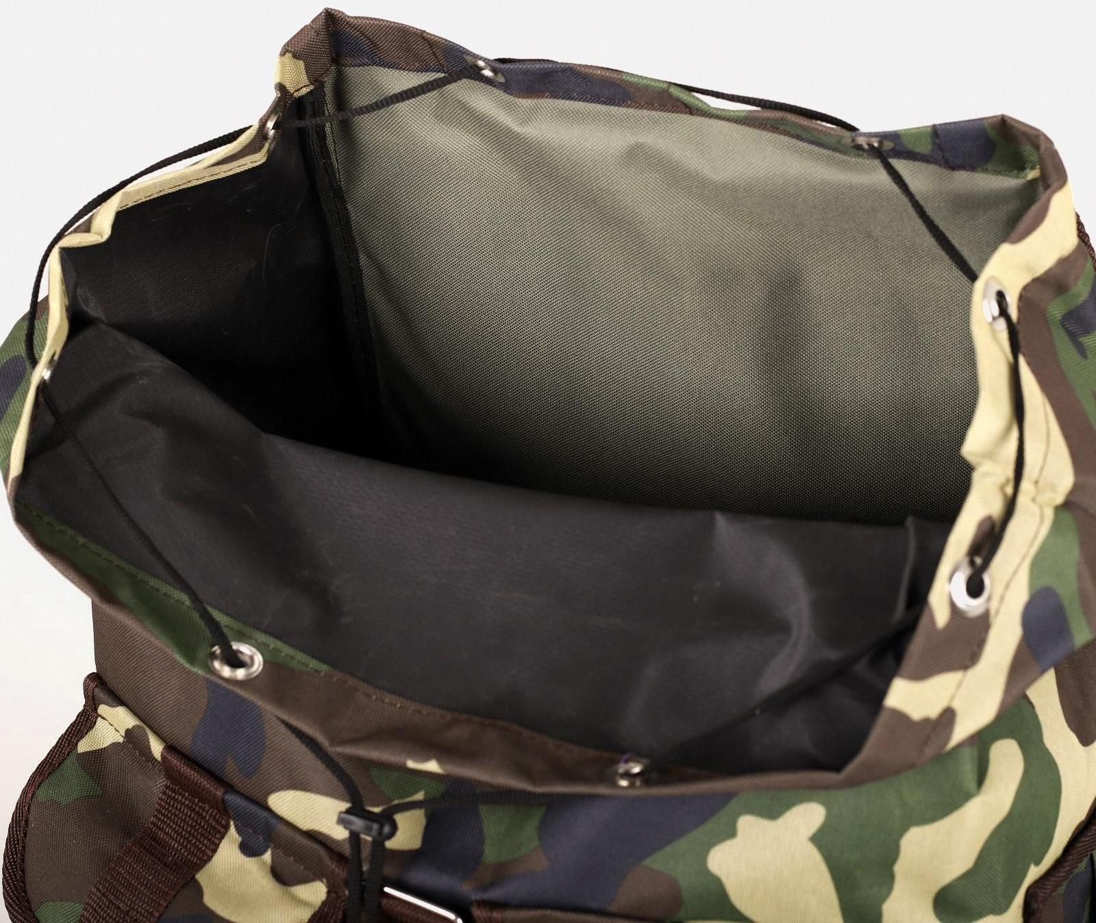 Рюкзак туристический, 55 л, отдел на шнурке, 3 наружных кармана, цвет хаки