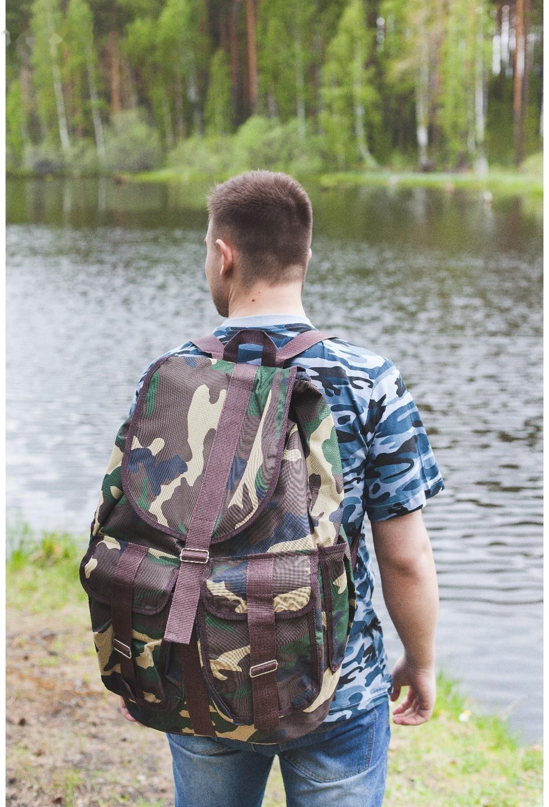 Рюкзак туристический, 55 л, отдел на шнурке, 3 наружных кармана, цвет хаки