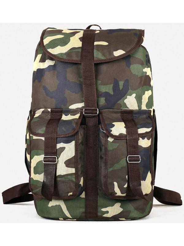 Рюкзак туристический, 55 л, отдел на шнурке, 3 наружных кармана, цвет хаки