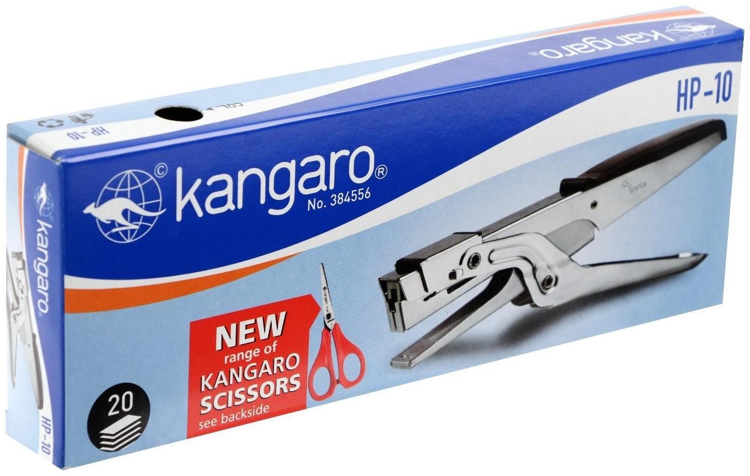 Степлер Kangaro HP-10 №10, до 20 листов, для сшивания на весу, стальной, микс