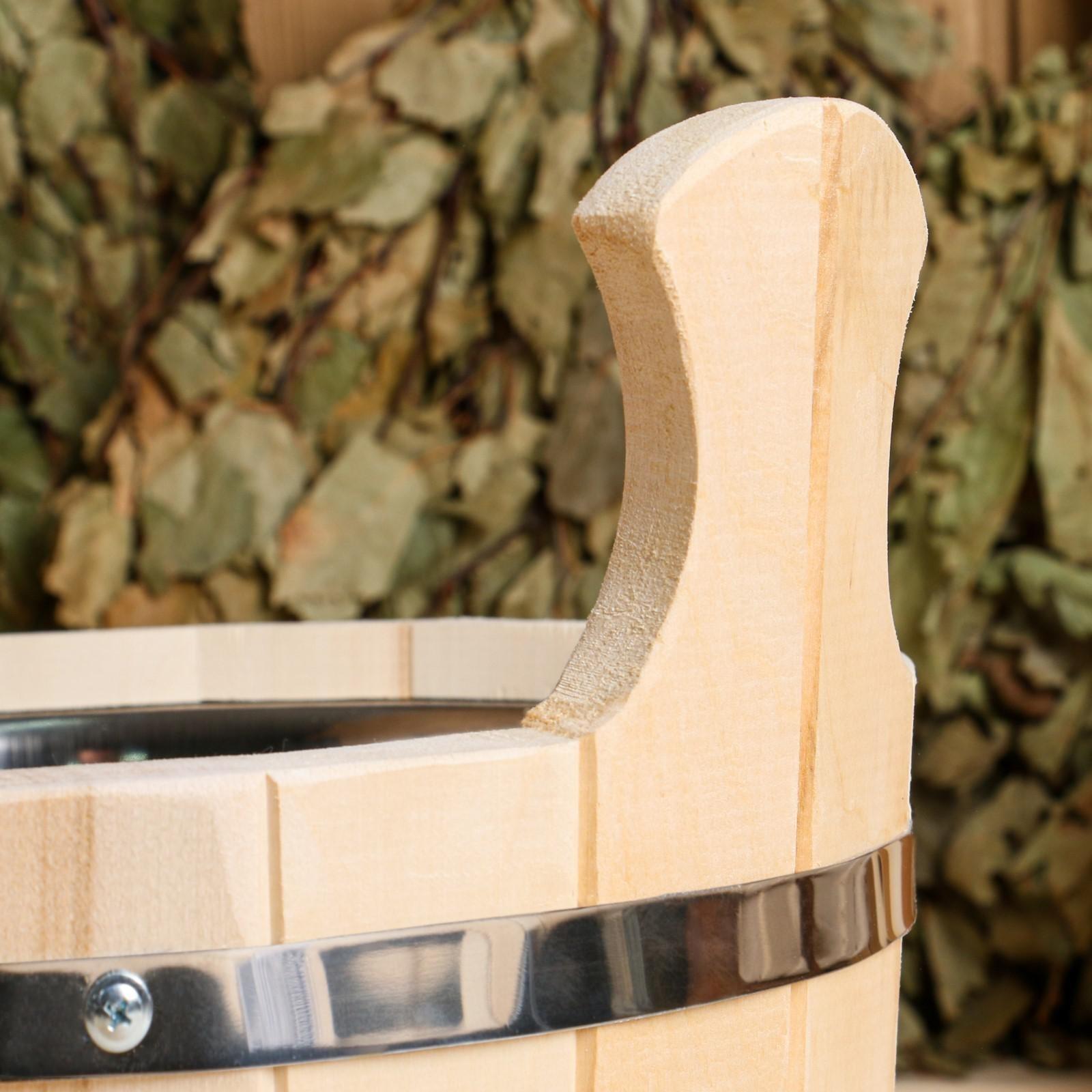 Шайка из липы, 3 л, круглая, нержавеющая вставка, 