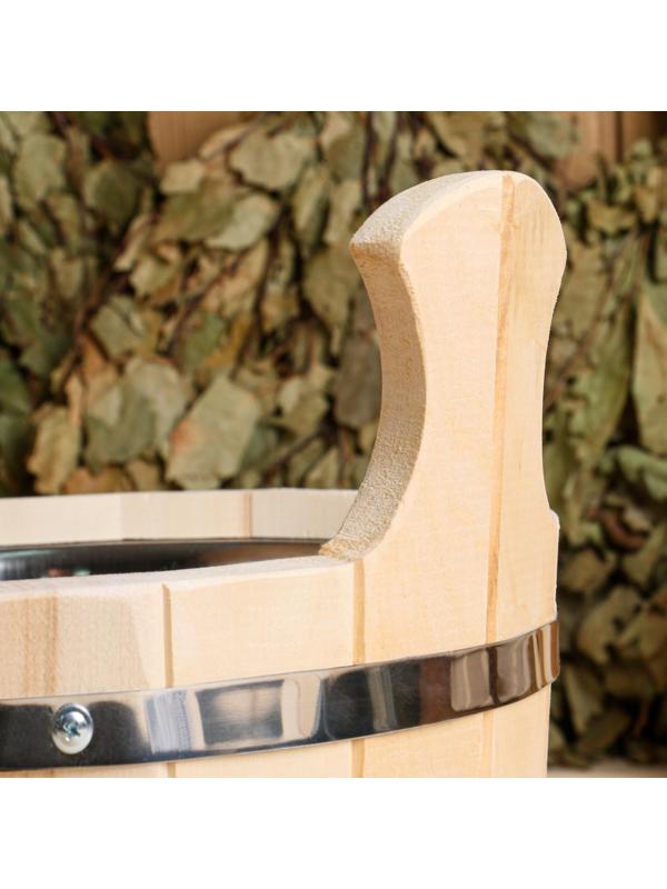 Шайка из липы, 3 л, круглая, нержавеющая вставка, 