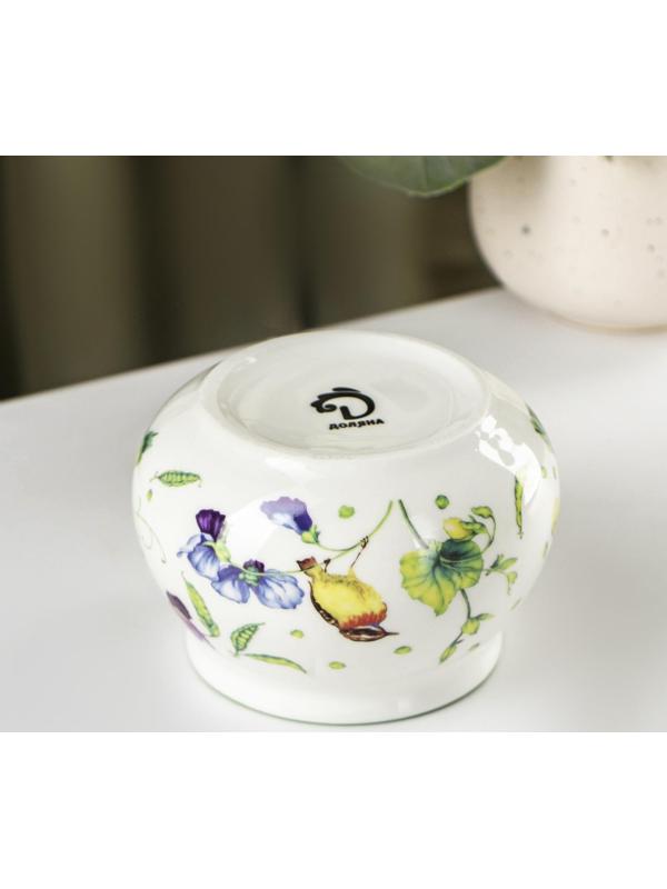 Сахарница фарфоровая с ложкой Доляна «Зелёный сад», 320 мл