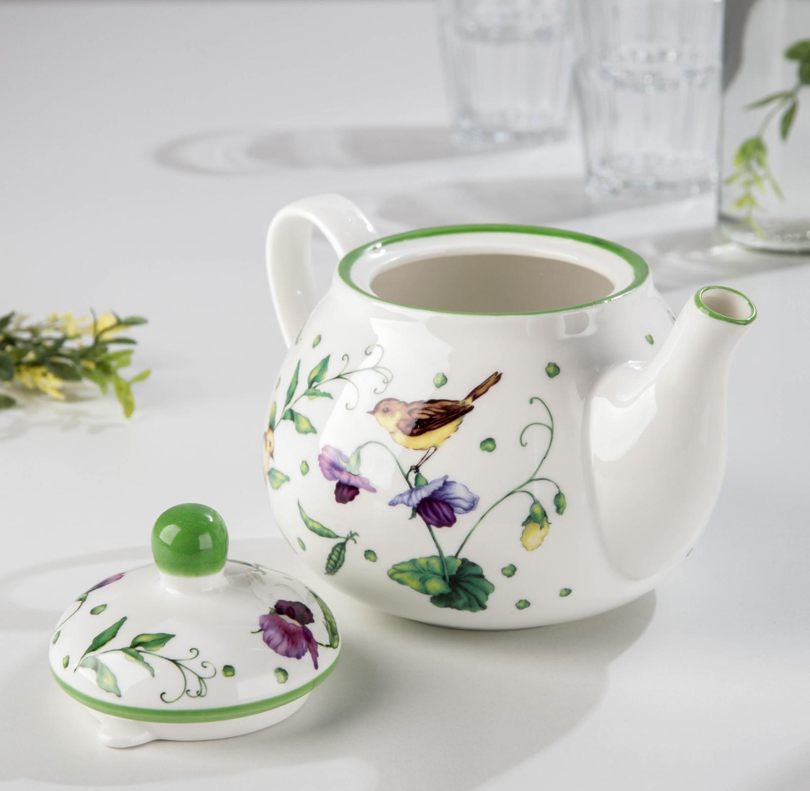 Чайник фарфоровый заварочный Доляна «Зелёный сад», 1 л, 21×13,5×14 см