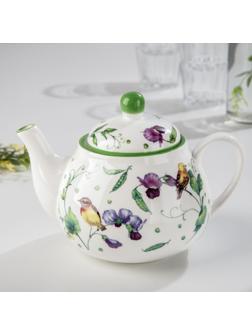 Чайник фарфоровый заварочный Доляна «Зелёный сад», 1 л, 21×13,5×14 см