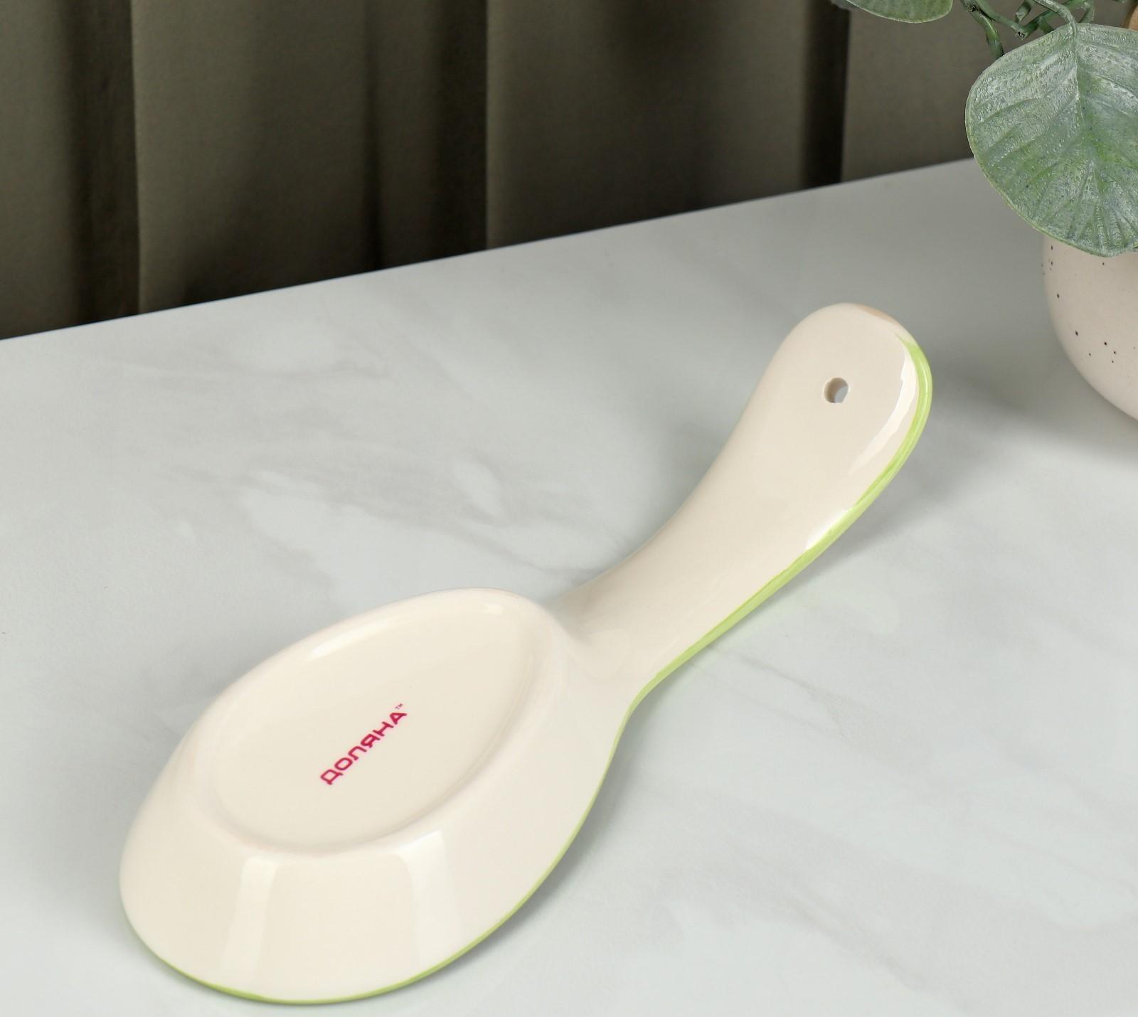 Подставка керамическая под ложку Доляна «Зелёный сад», 21,5×7,5 см