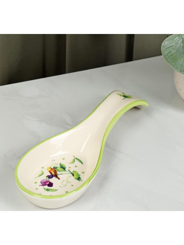 Подставка керамическая под ложку Доляна «Зелёный сад», 21,5×7,5 см