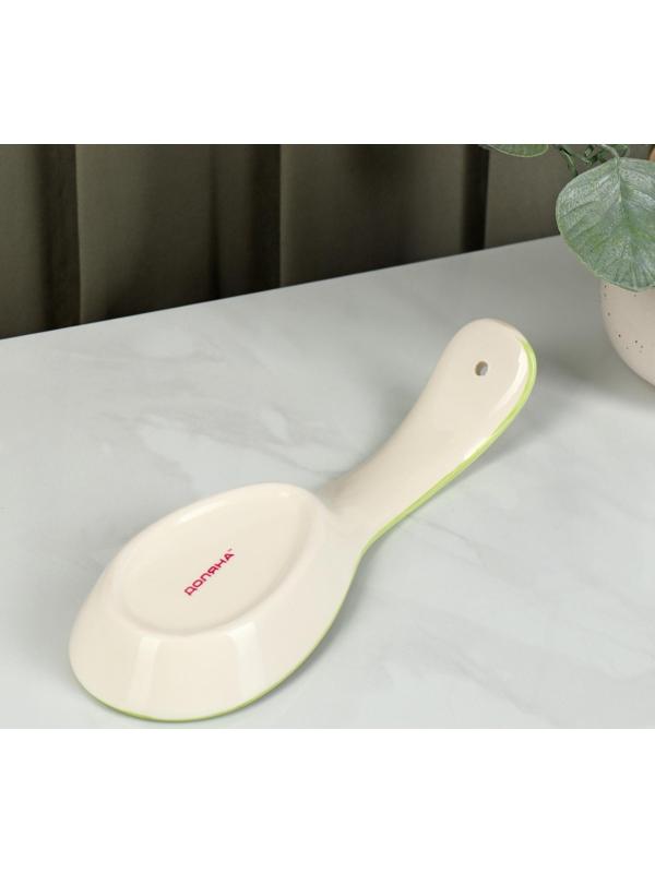 Подставка керамическая под ложку Доляна «Зелёный сад», 21,5×7,5 см