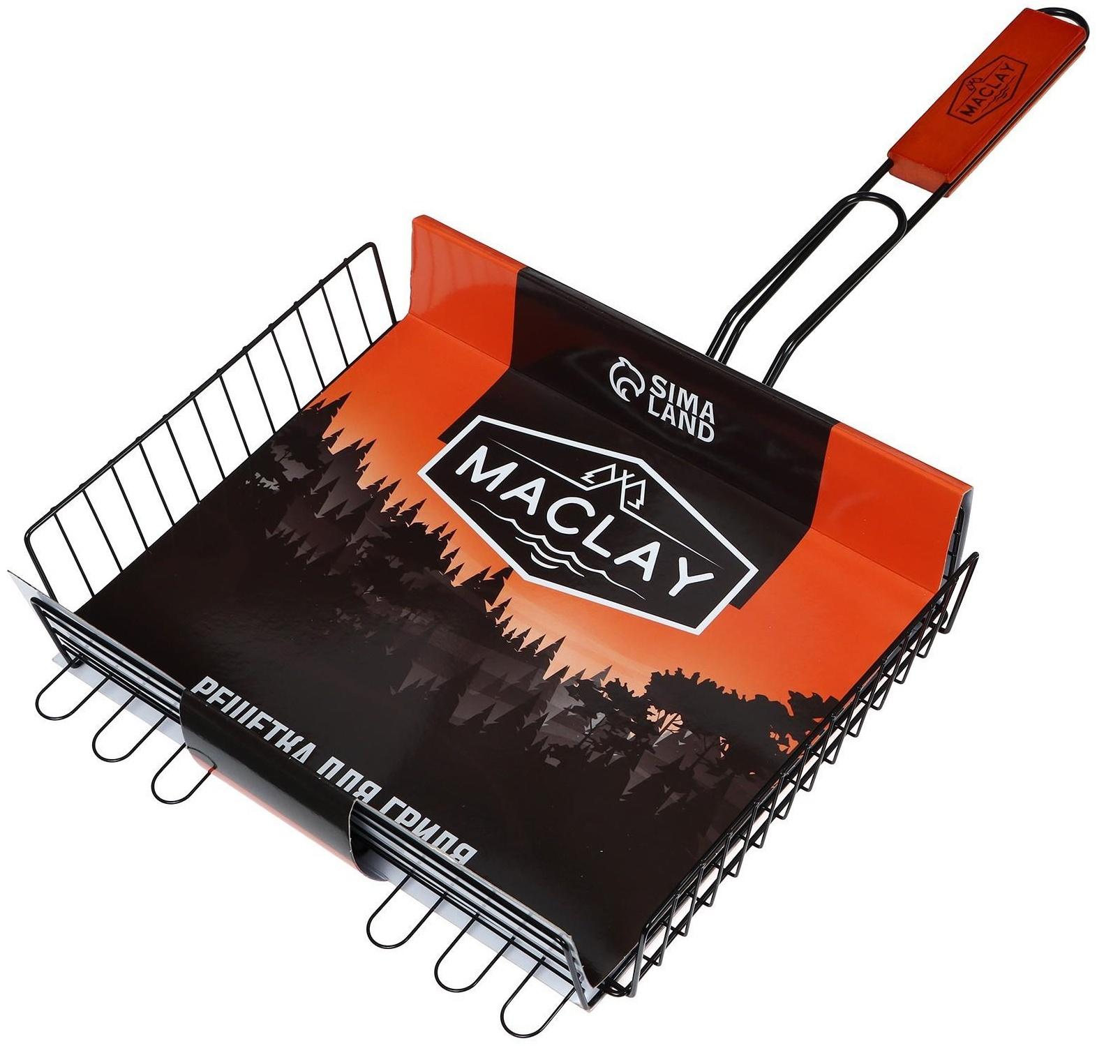 Решётка-гриль для мяса Maclay Premium, хромированная сталь, размер 57 x 31 см, рабочая поверхность 31 x 28 см