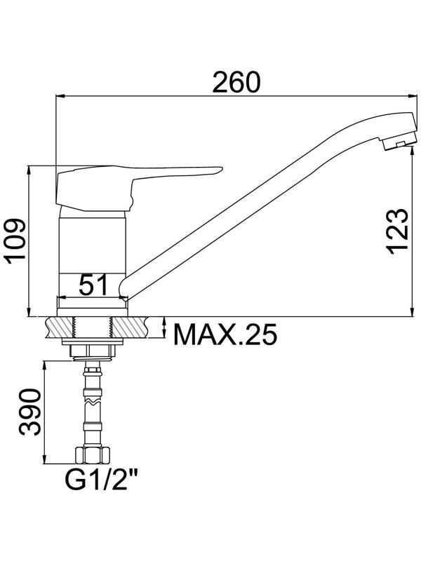 Cмеситель для кухни Accoona A5142, однорычажный, силумин, хром