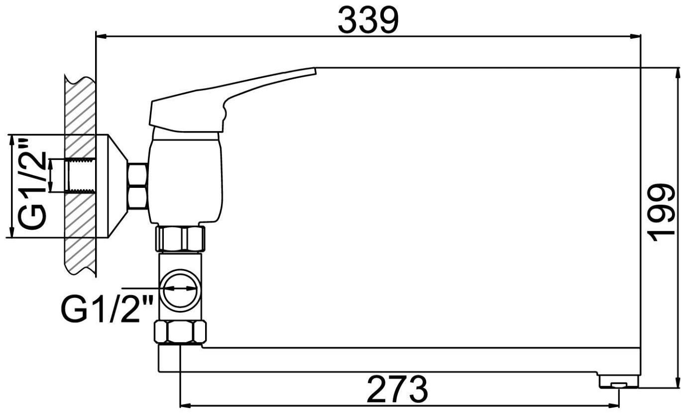Cмеситель для ванны Accoona A7051, однорычажный, латунь, хром