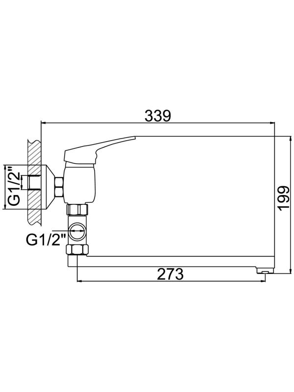Cмеситель для ванны Accoona A7051, однорычажный, латунь, хром