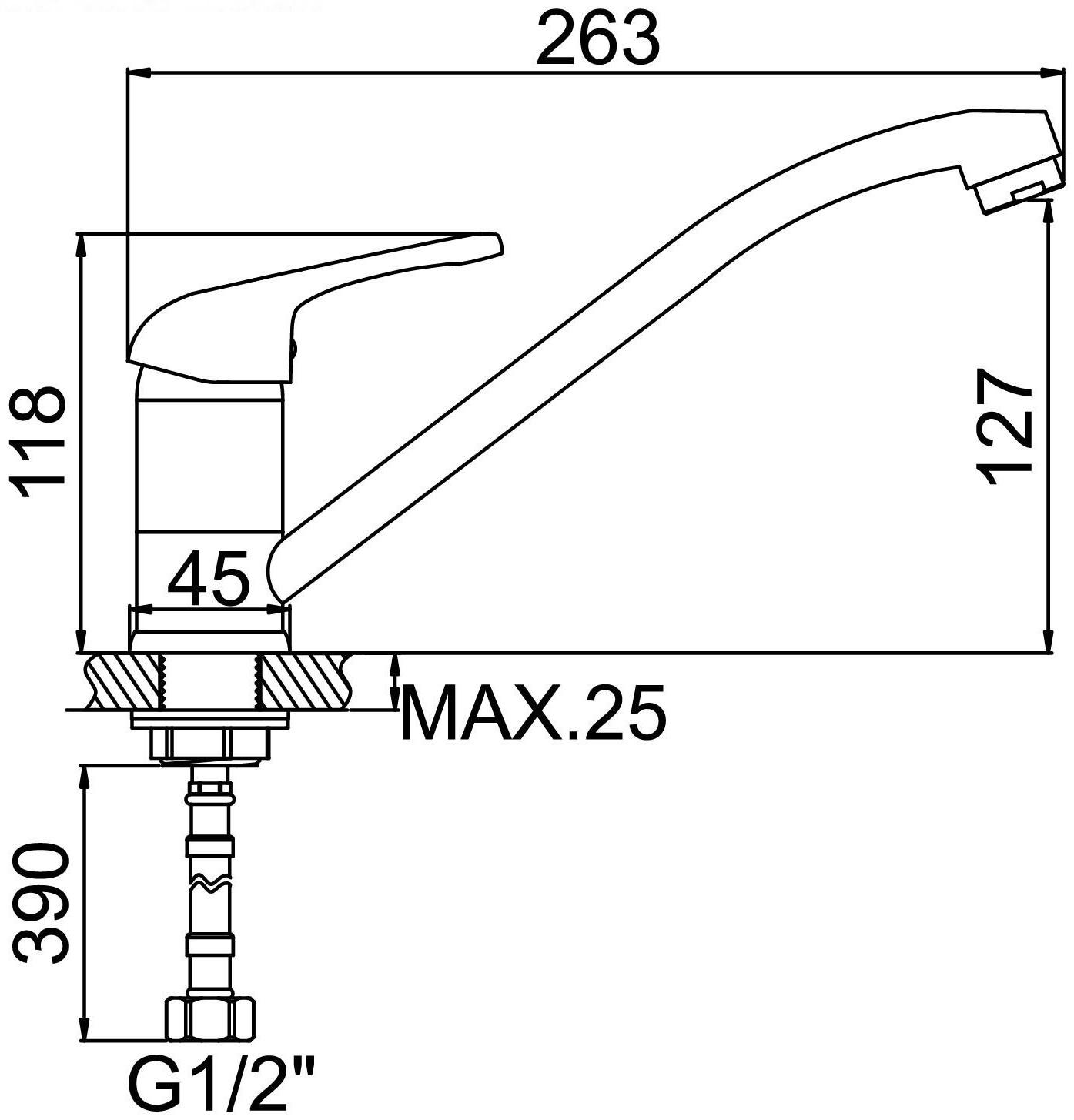 Смеситель для кухни Accoona A5160, однорычажный, силумин, хром