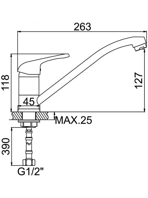 Смеситель для кухни Accoona A5160, однорычажный, силумин, хром