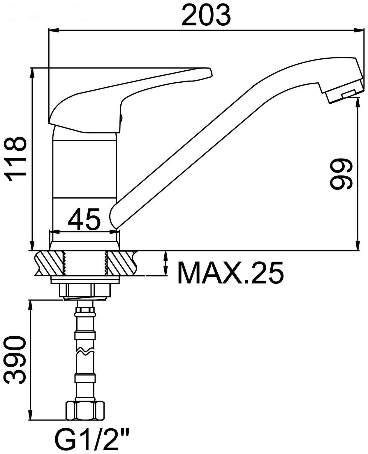 Смеситель для кухни Accoona A4260, однорычажный, латунь, хром