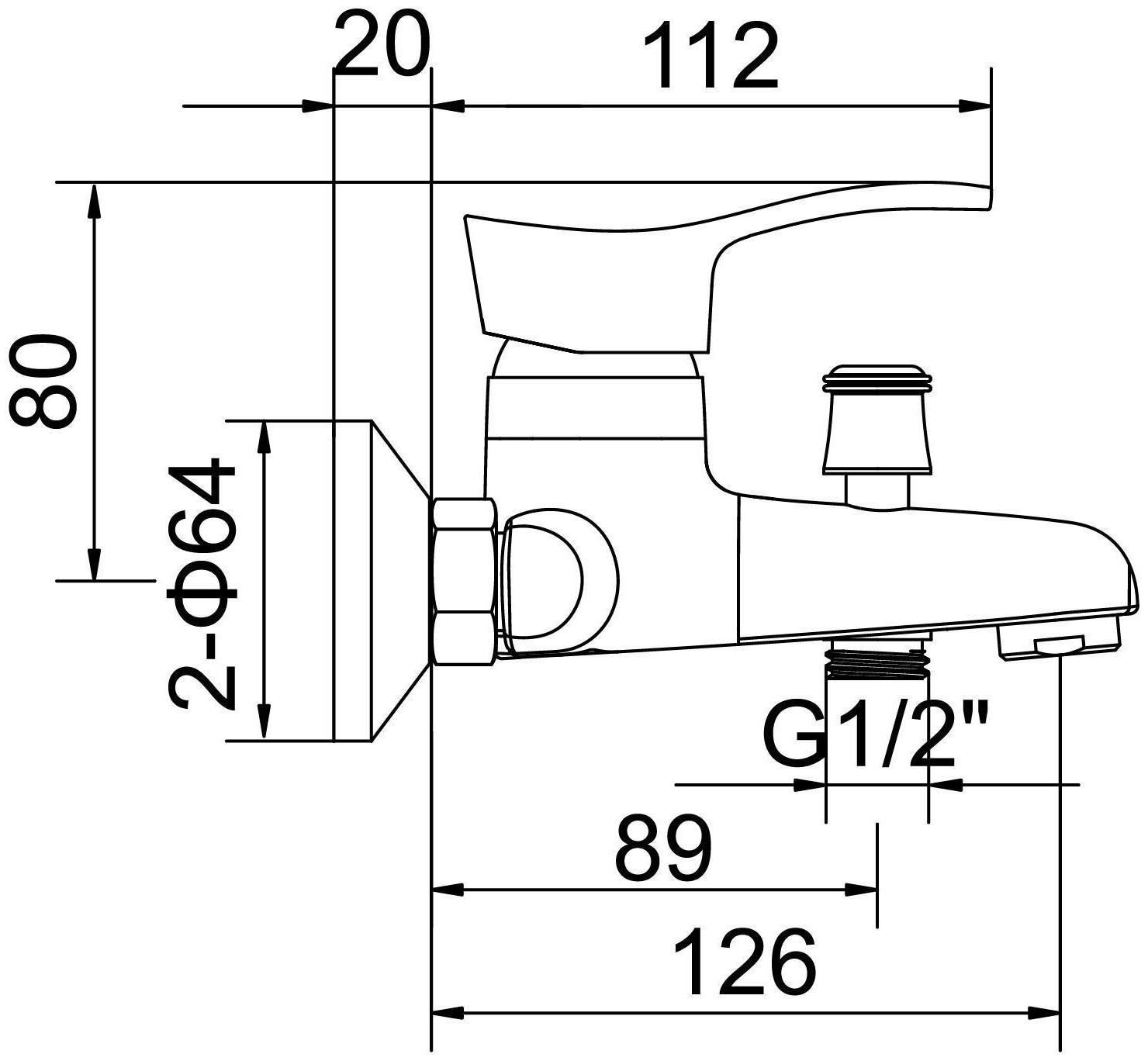Cмеситель для ванны Accoona A6061, однорычажный, силумин, хром