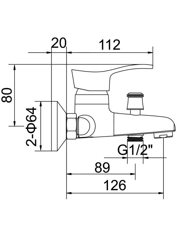 Cмеситель для ванны Accoona A6061, однорычажный, силумин, хром