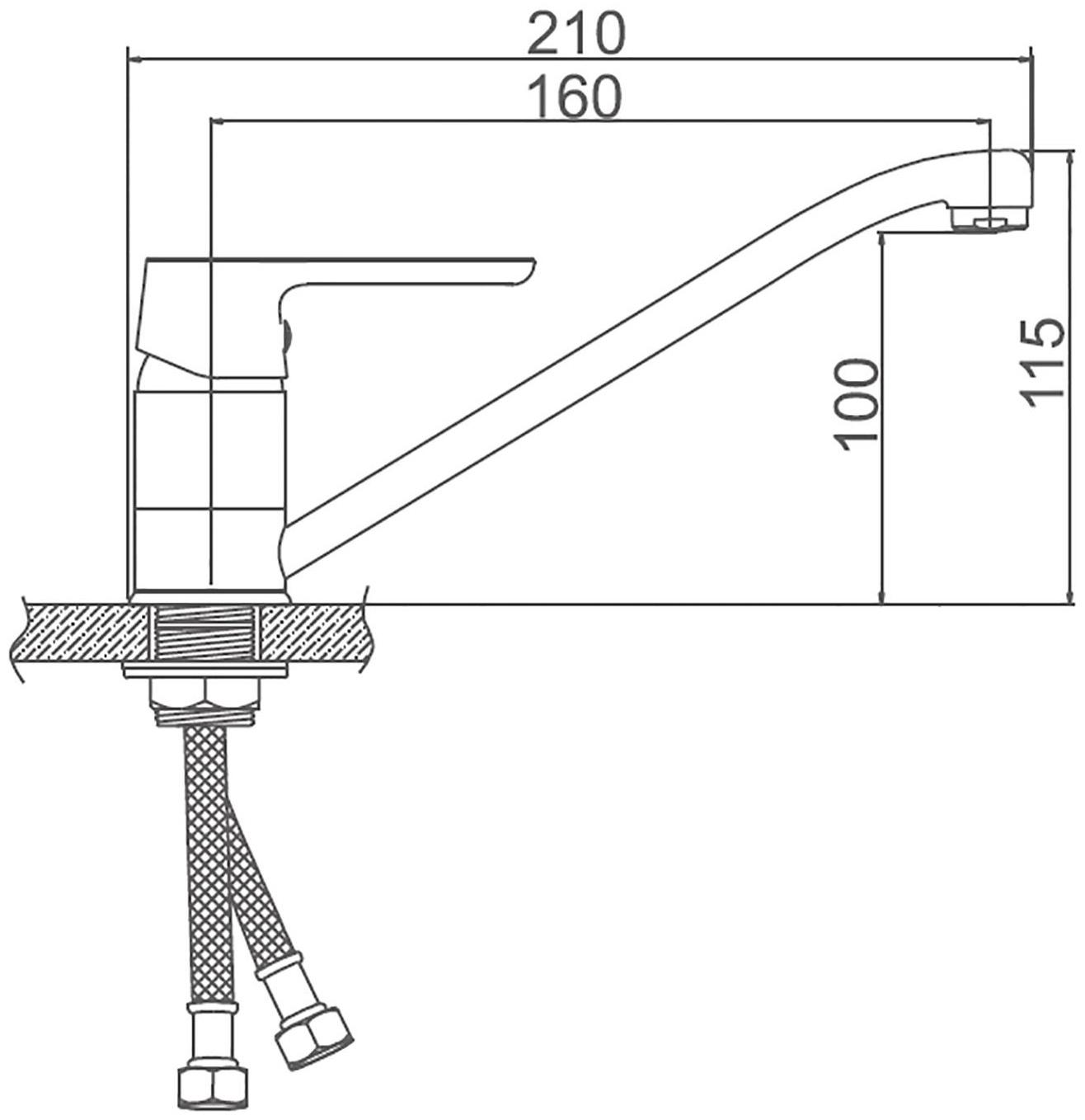 Cмеситель для кухни Accoona A4266G, однорычажный, средний излив, с гайкой, силумин, белый