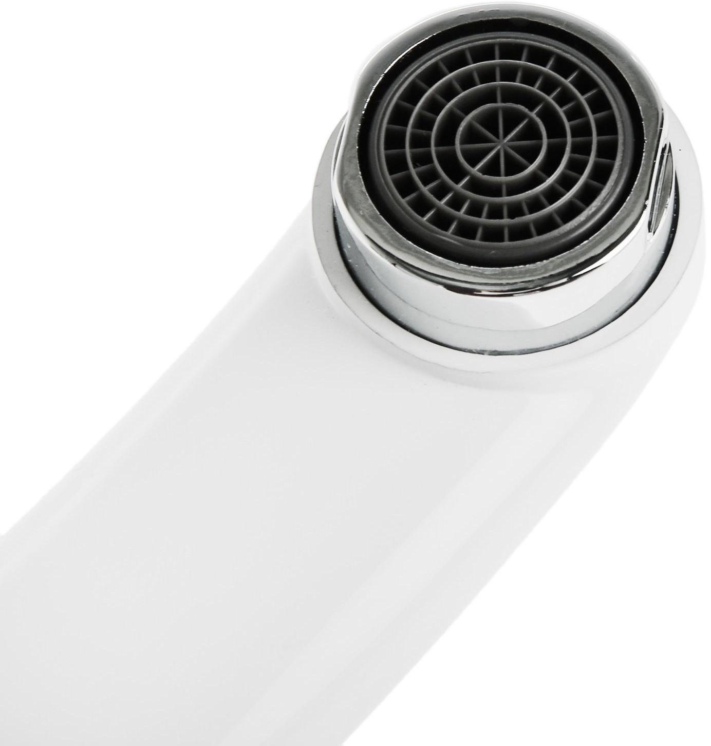 Cмеситель для кухни Accoona A4266G, однорычажный, средний излив, с гайкой, силумин, белый