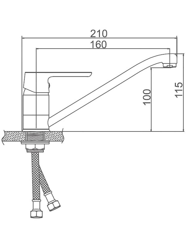 Cмеситель для кухни Accoona A4266G, однорычажный, средний излив, с гайкой, силумин, белый